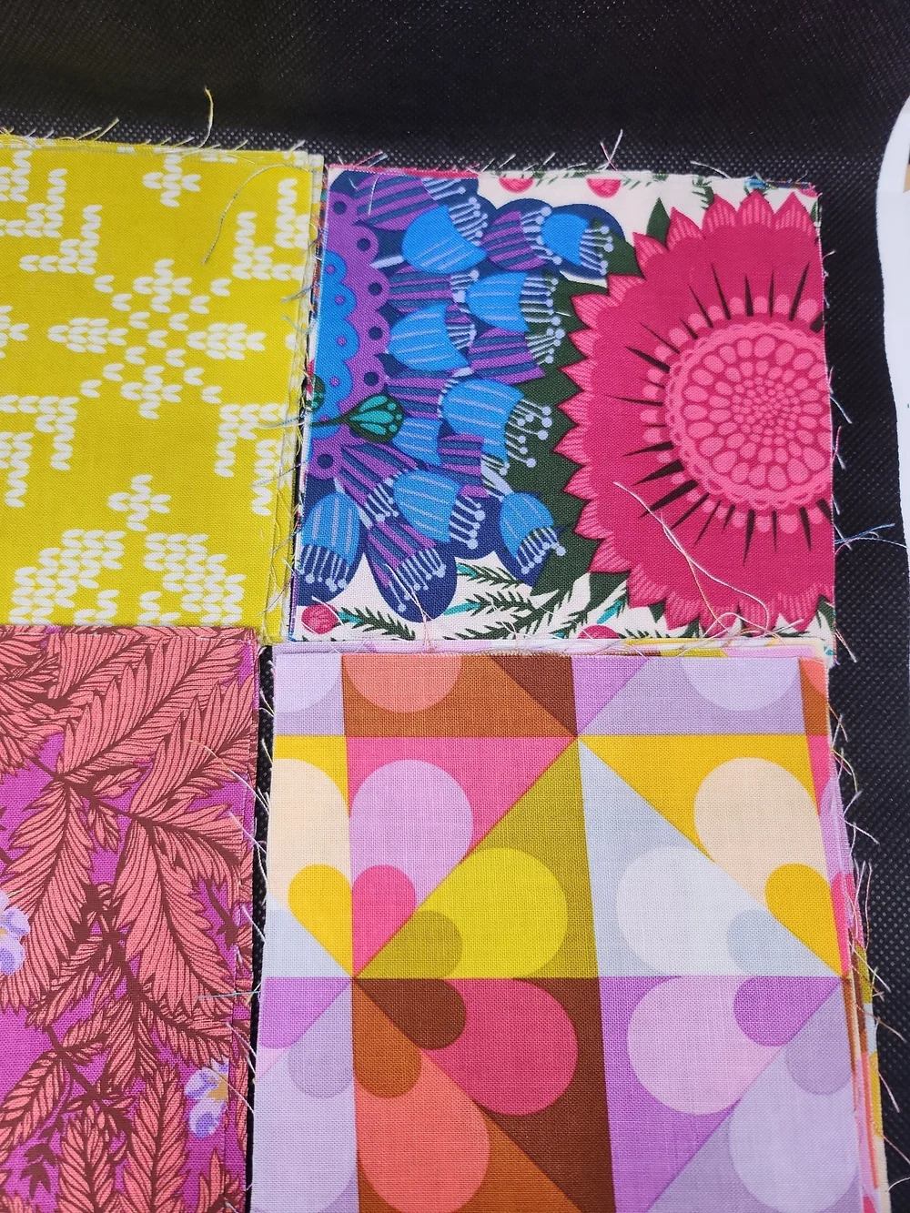 Vibrant Multicolor Floral and Geometric Fabric Squares - Home Accents